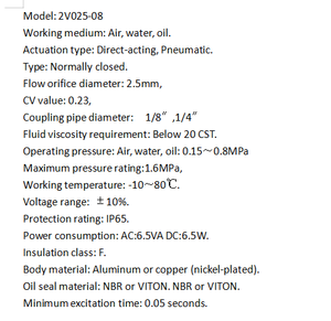 AirTAC Serisi Tip 2V Direkt Tahrikli 2/2 Yollu Karton Solenoid Valf Yeni Endüstriyel Gaz Uygulamaları 1 Yıl Garanti 0.5kg CN/ZHE - Product Image 6