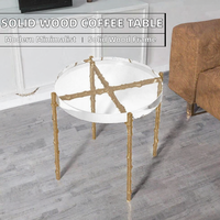 Table basse moderne minimaliste en bois massif et métal avec plateau en acrylique, meubles de salon pour petits appartements, usage domestique