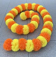 Guirlande de fleurs de marigold de haute qualité, 2 m, guirlande de marigold artificielle indienne pour la décoration de mariage et de fête