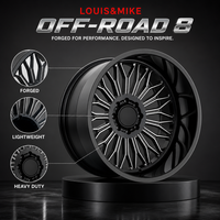 Nouvelle jante en alliage d'aluminium forgé 20 rayons, design Y fendu bicolore noir mat et argent usiné, 8 trous, pour la mise à niveau/la conversion de pick-up et voitures