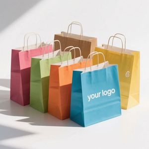 Sac de shopping en papier kraft de luxe personnalisé, écologique, durable, avec poignée en ruban, réutilisable, recyclable, promotionnel, pour supermarché - Product Image 6