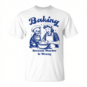 Baking Because Murder Is Wrong T-shirt pour femmes avec motif de chat faisant de la pâtisserie - Product Image 2