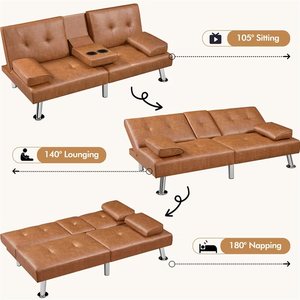 Sofá Cama Convertible Click Clac Moderno, Sofá Cama Plegable de Piel Sintética, Reclinable, Reversible, Sofá de Dos Plazas, Cama Plegable - Product Image 6