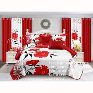 Phong Cách Mỹ 10 Mảnh Phòng Ngủ Tấm Ga Giường Đặt Với Rèm Bộ Đồ Giường Đặt Bông Cảm Ứng Nữ Hoàng Vua Kích Thước Lớn - Product Image 1