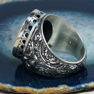 Vintage Blue Openwork Ring for Women Luxury Palace Style Fashion Party Finger Accessory Gift - Product Image 4