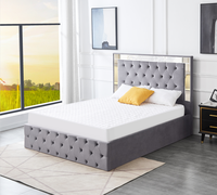 Lit moderne ultime avec cadre en acier, rembourrage en tissu, rangement intégré, taille King, lit à vérin à gaz