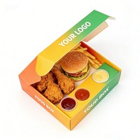 Boîte d'emballage pour repas rapides Shawima, poulet frit, burger, personnalisable, vente en gros, bon marché, boîte en papier recyclable avec compartiment pour sauce