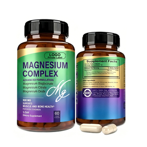 Cápsulas Vegetarianas de Magnesio Complejo 500 mg de Marca Privada, Bajo MOQ, Suplemento de Máxima Absorción - Product Image 1