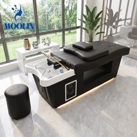 Moolin Chaise de lavage de cheveux contemporaine et durable pour salon, lit de spa capillaire, table de massage, lit de lavage de cheveux à circulation d'eau, thérapie japonaise