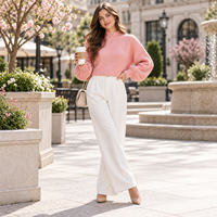 Maßgeschneiderter Damen Mock Neck Gerippter Strick-Crop-Pullover Lange Puffärmel Loser Pullover Herbst Winter Strickwaren OEM ODM Großhandel