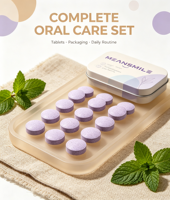 Comprimés blanchissants pour les dents de couleur violette, comprimés professionnels pour la restauration dentaire, soins bucco-dentaires doux, comprimés de dentifrice au goût menthe fraîche