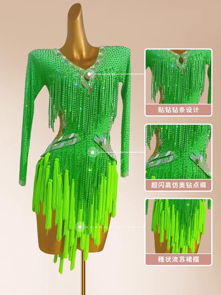 slim fit dress slacks Emerald Green Latin-Rhythm Dress On Sale main image 0