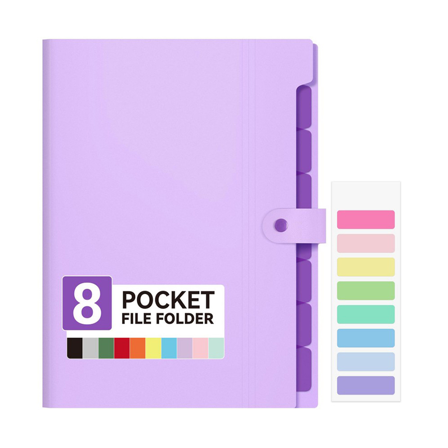 Portable Letter Size Accordion File Organizer with 8 Pocket PP Suspension Document Folders Expanding File Folder