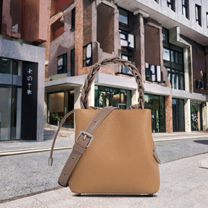 Sac seau en cuir de luxe pour femmes, élégant, léger, durable, petit sac à main avec fermeture à rabat, doublure en PU - Product Image 3