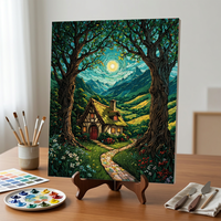 Peinture à l'huile et acrylique DIY, paysage naturel brossé, arbres du pays, impression numérique sur toile de coton