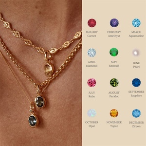 Breloques en gros pour la fabrication de bijoux DIY, bijoux personnalisés, colliers pour femmes, pendentifs personnalisés en acier inoxydable avec 12 pierres de naissance en zircon - Product Image 2