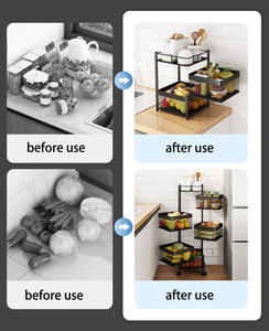 Panier à légumes ménager rotatif en acier inoxydable, panier de fruits de cuisine - Product Image 5