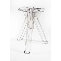 Table à manger ronde transparente en polycarbonate Ometto Design, plateau noir, assemblée, diamètre 90/120 cm, modèle OMT100ENN