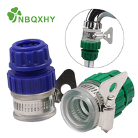 Conector Rápido para Manguera de Jardín con Adaptador de Grifo y Abrazadera Metálica, Acoplamientos Antifugas con Manija de Mariposa para Riego