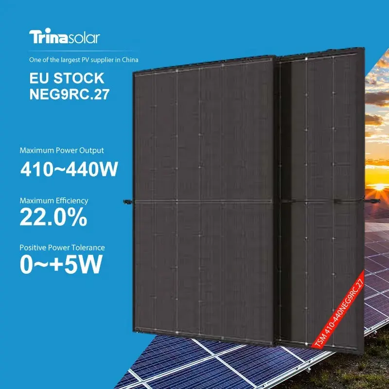Trina Solar TSM-NEG9RC.27 Vertex S+ 410W 415W 420W 425W 430W 435W 440W Bifacial Dual Glass Pv Modules All Black Solar Panels Hom
