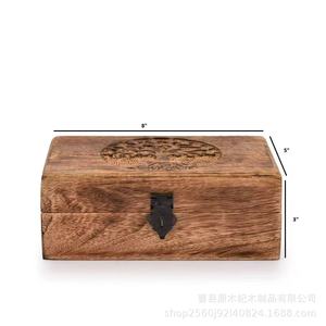 Wooden Tree Of Life <b>Box</b> Flip Top <b>Locking</b> Clasp Jewelry Storage Antique Finished Solid Wood 1-3L Capacity - Product Image 4