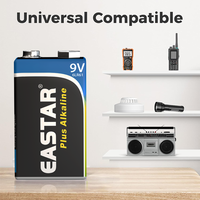 Baterai Alkaline OEM 9V 6LR61, Baterai Kering, Kemasan Plastik Blister Card untuk Alarm Asap dan Multimeter