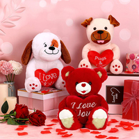 Valentijn Beer Hond Pluche Knuffel Dier Cadeau 10 Inch Schattig Hart Met Super Zachte Pp Katoen Stress Reliëf Speelgoed Valentijnsdag