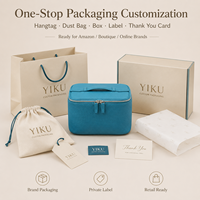 Tas Kosmetik Kulit Vegan Yiku Tekstur Pebbled, Organizer Makeup Portabel untuk Perjalanan dengan Pegangan dan Ritsleting, Kotak Kecantikan Wanita