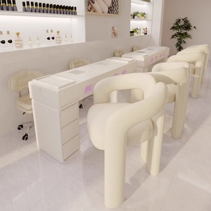 Meubles de salon de manucure professionnels modernes et luxueux, ensembles de table de manucure, bureau avec dessus en marbre, chaises de manucure confortables - Product Image 2