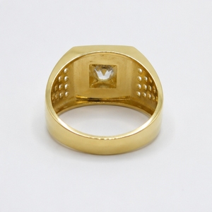 22K Gold <b>Mens</b> Diamond <b>Ring</b> Elegant Square Stone Signet <b>Ring</b> Premium Yellow Gold Jewelry <b>for</b> Wedding Party Gift - Product Image 2