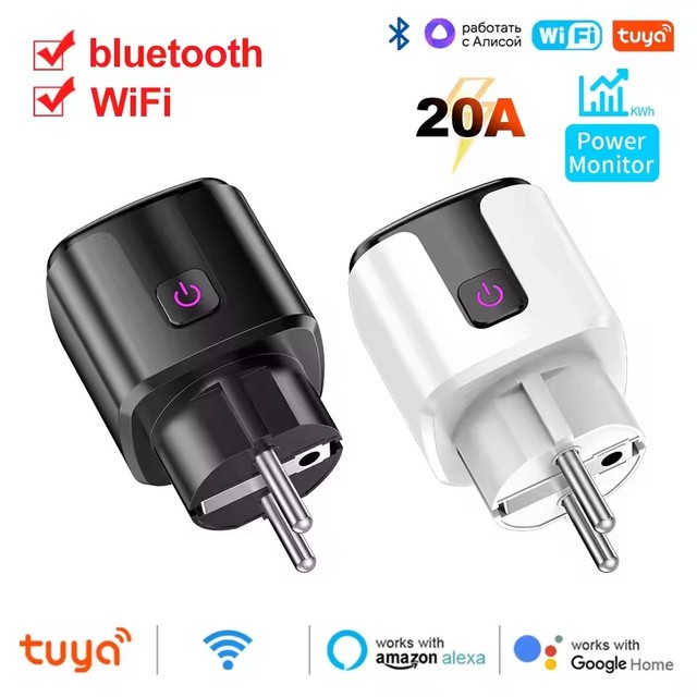 Smart Plug Tuya Smart Socket EU 20A Plastic Mainland China WiFi Voice Control Yandex Alice Alexa Google Home APP Power Metering