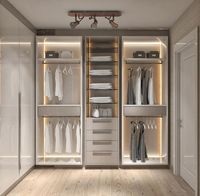 Armoire-Dressing LED Design en Bois avec Porte en Verre, pour Chambre à Coucher et Rénovation
