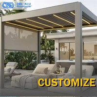Pergola bioclimatique moderne en aluminium avec toit à lames orientables rétractables pour jardin, patio, terrasse, vie en plein air