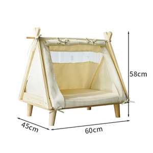 Tente-cave pliable en coton et lin pour animaux de compagnie, lit pour chien et chat, <span class=keywords><strong>tipi</strong></span> pour animaux de compagnie <span class=keywords><strong>avec</strong></span> coussin pour chiens et chats - Product Image 3