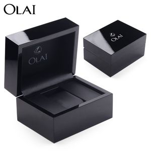 <span class=keywords><strong>Scatola</strong></span> per Orologio da <span class=keywords><strong>Uomo</strong></span> in Legno Nero con Logo Personalizzato, Confezione Regalo di Lusso per Singolo Orologio - Product Image 2