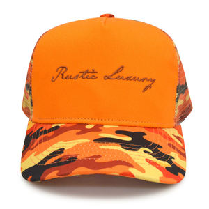Gorra Trucker de Malla Naranja de Lujo Rústico, Transpirable, con Bordado Personalizado para Deportes, Moda y Uso al Aire Libre, Unisex - Product Image 3