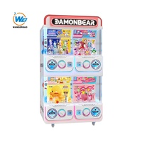 Distributeur automatique de capsules Gacha WANGERBAO Stylish Pro à 4 compartiments, fonctionnant avec des pièces de monnaie et éclairage LED coloré