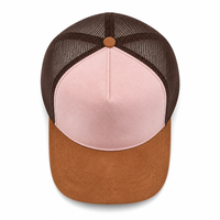 Casquette de baseball décontractée respirante pour l'extérieur, personnalisable avec logo, en maille suédée, 6 panneaux, ajustable, couleur contrastante, pour le commerce transfrontalier