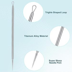 2 Pieces Titanium Blackhead <b>Remover</b> Tool Set Comedone Extractor Kit for Facial Skin Care Whitehead Blackhead Blemish Acne Remova - Product Image 2