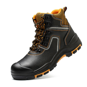 Chaussures de travail en cuir véritable à coupe mi-haute, style 2024, antidérapantes, anti-perforation, bottes de sécurité - Product Image 3