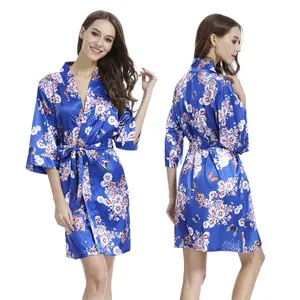 Abito kimono in raso floreale e floreale nuovo stile femminile Sexy