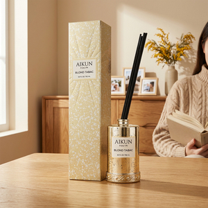 Aikun Low MOQ Luxury Tall Embossed Gift Box Cylinder Glass Bottle 192ml Custom Fragrance Oil <b>Reed</b> <b>Diffuser</b> Aroma <b>Diffuser</b> Set - Product Image 1