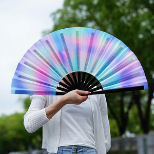 Éventail à claquement personnalisé de 33 cm (13 pouces), grand, pour tenues de fierté, accessoires de rave, éventail à main réfléchissant et lumineux - Product Image 5