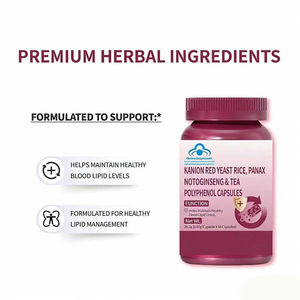 Cápsulas <span class=keywords><strong>de</strong></span> <span class=keywords><strong>Arroz</strong></span> <span class=keywords><strong>de</strong></span> <span class=keywords><strong>Levadura</strong></span> <span class=keywords><strong>Roja</strong></span> y Panax Notoginseng, Polifenoles y Proantocianidinas del Té, Suplemento Dietético GMP - Product Image 4