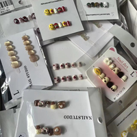 Uñas Postizas Francesas con Diseño de Almendras para Niñas de 3 a 12 Años, Hechas a Mano, Seguras, de Acrílico