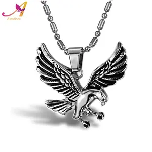 fashion animal jewelry 316l stainless steel eagle pendant necklace biker jewellery for mens