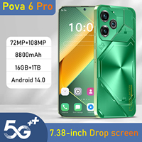 Pova6pro Version Globale Téléphone Professionnel Léger Android 14 Double SIM Smartphone 3G/4G 108MP Charge Sans Fil