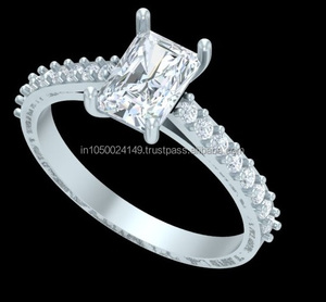 Trendy 14K White Gold Radiant Cut Lab Grown Solitaire Engagement <b>Ring</b> Luxury Wedding Jewelry for Women <b>Large</b> <b>Stone</b> Diamond <b>Ring</b> - Product Image 2