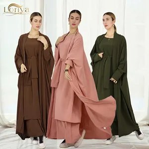 Islamic Clothing 6 Colors Loriya New Abaya Designs 2023 Muslim Suit Kimono Kaftan Women Dubai Abaya Muslim Dress