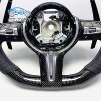 Volant en fibre de carbone pour BMW G20 G30 Série G, cuir perforé, surpiqûres tricolores, palettes longues, sport personnalisé
